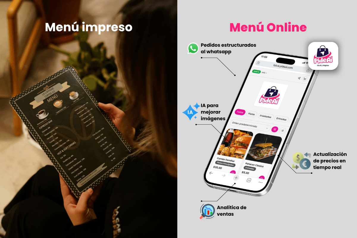 menu impreso vs online